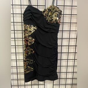 Deb Black and Gold Sequin Dress 1X